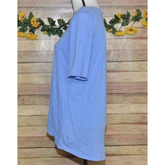 NWT J Jill Elliptical Slub Tee Shirt Ladies S Blue Short Sleeve V-Neck Cotton - Picture 4 of 8